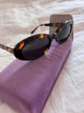 Crap Eyewear Tortoiseshell Oval Sunglasses with Dark Lenses